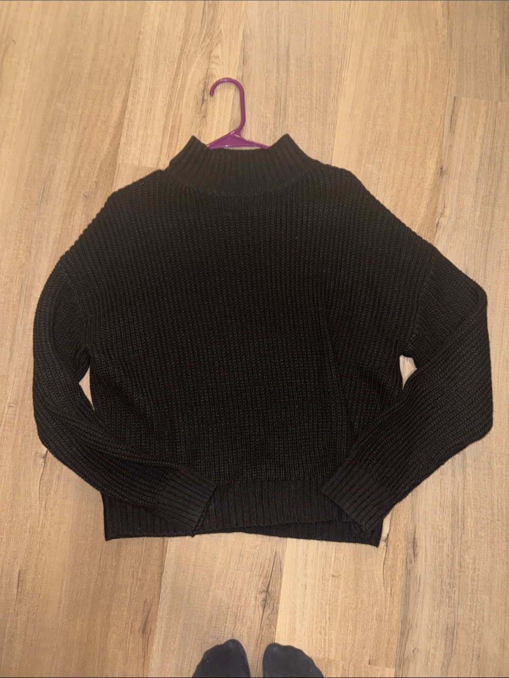 SHEIN Black Ribbed Mock Neck Sweater